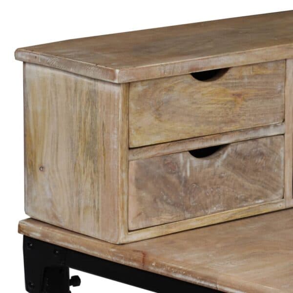 Schrijftafel 110X50X96 Cm Massief Mangohout En Staal Naturel