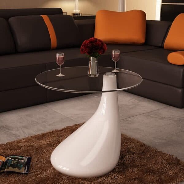 Salontafel Met Rond Glazen Tafelblad Hoogglans