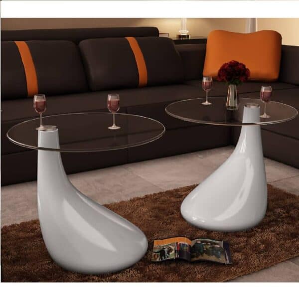 Salontafel Met Rond Glazen Tafelblad Hoogglans