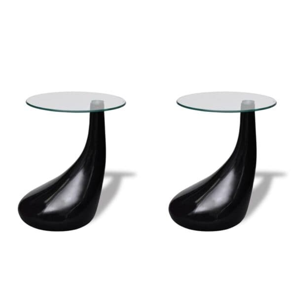 Salontafel Met Rond Glazen Tafelblad Hoogglans