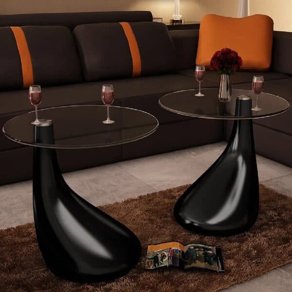 Salontafel Met Rond Glazen Tafelblad Hoogglans
