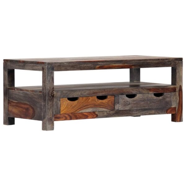 Salontafel 100X50X40 Cm Massief Sheeshamhout Grijs