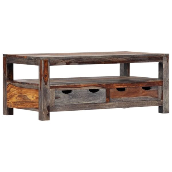 Salontafel 100X50X40 Cm Massief Sheeshamhout Grijs