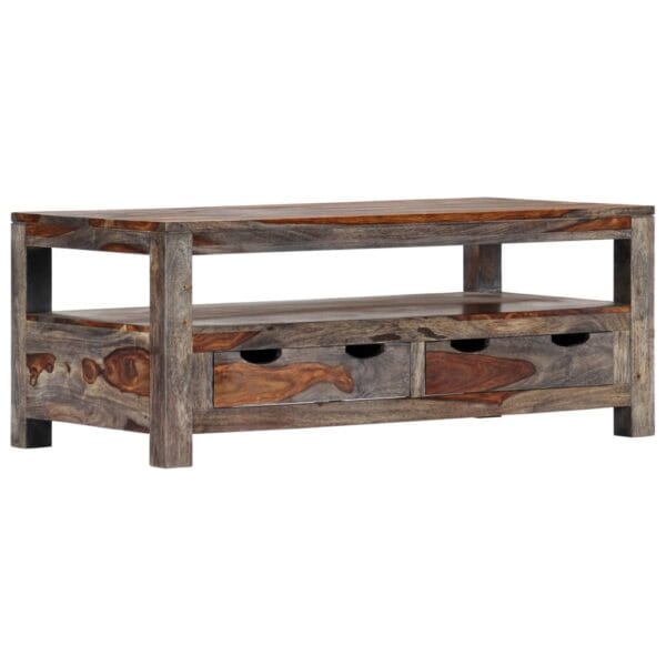 Salontafel 100X50X40 Cm Massief Sheeshamhout Grijs