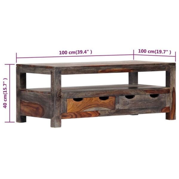Salontafel 100X50X40 Cm Massief Sheeshamhout Grijs
