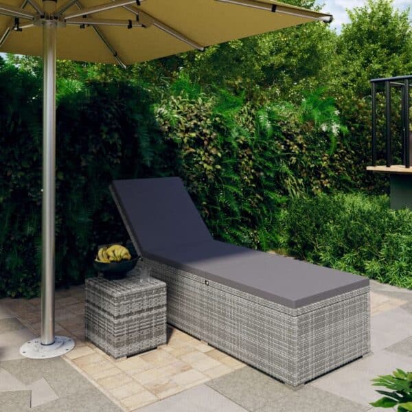 Ligbed Met Kussen En Theetafel Poly Rattan