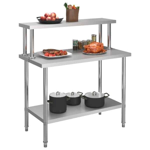 Keukenwerktafel Met Bovenschap 120X60X120 Cm Roestvrij Staal