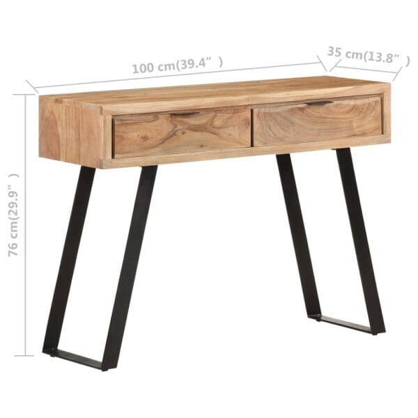 Wandtafel Met Natuurlijke Rand 100X35X76 Cm Massief Acaciahout