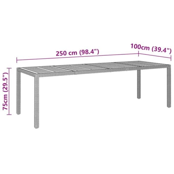 Tuintafel 250X100X75 Cm Poly Rattan En Massief Acaciahout