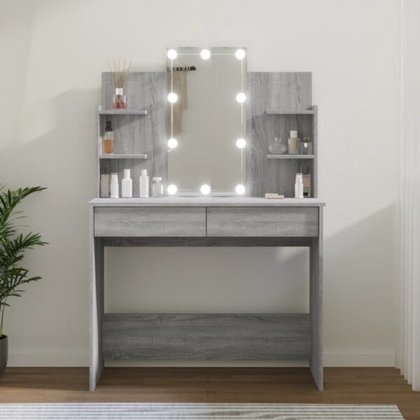 Kaptafel Met Led-Verlichting 96X40X142 Cm Eiken