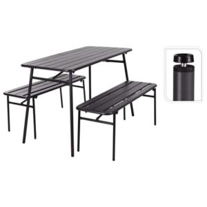Progarden 3-Delige Tuintafel En Bankenset Staal