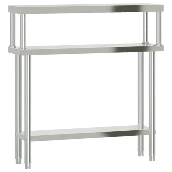 Keukenwerktafel Met Bovenschap 110X30X120 Cm Roestvrij Staal Grijs Sonoma