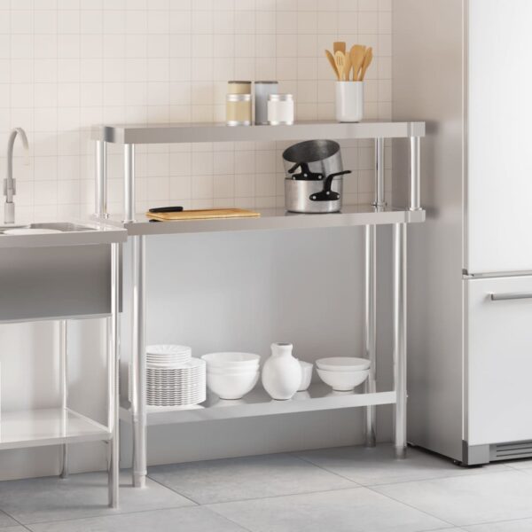 Keukenwerktafel Met Bovenschap 110X30X120 Cm Roestvrij Staal Grijs Sonoma