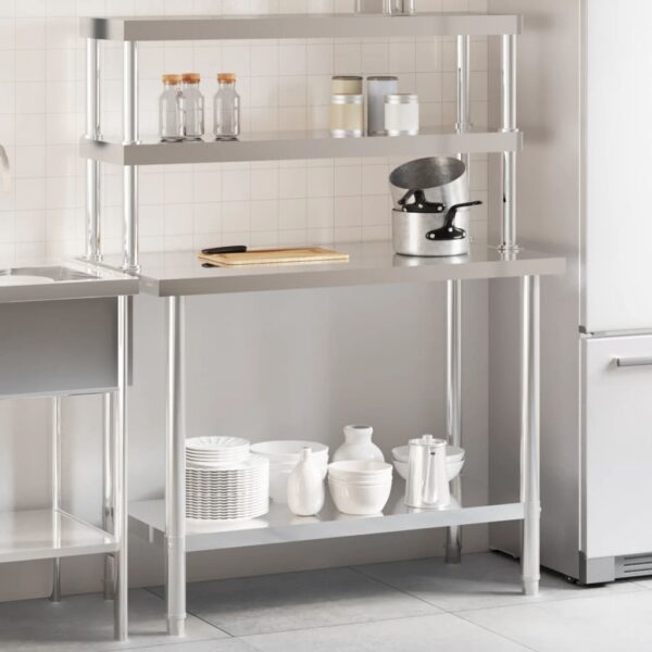 Keukenwerktafel Met Bovenschap 110X55X150 Cm Roestvrij Staal