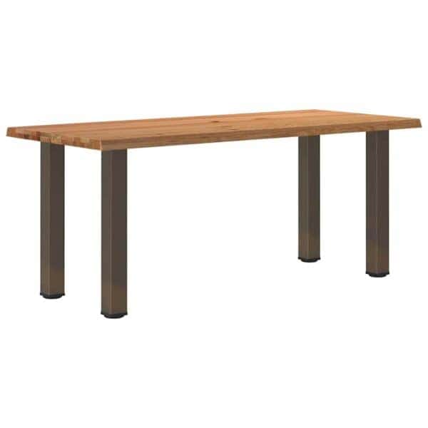 Eettafel Rechthoekig 220X80X74 Cm Massief Eikenhout Lichtbruin Natural Steel