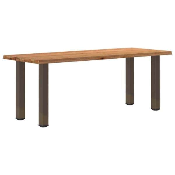 Eettafel Rechthoekig 220X80X74 Cm Massief Eikenhout Lichtbruin Natural Steel
