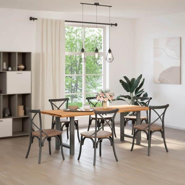 Eettafel Rechthoekig Massief Eikenhout Lichtbruin