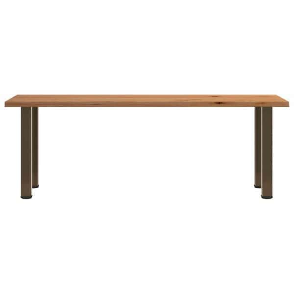 Eettafel Rechthoekig 220X80X74 Cm Massief Eikenhout Lichtbruin Natural Steel