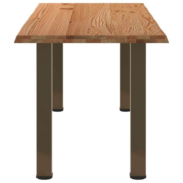 Eettafel Rechthoekig 220X80X74 Cm Massief Eikenhout Lichtbruin Natural Steel