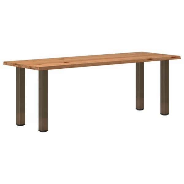 Eettafel Rechthoekig 220X80X74 Cm Massief Eikenhout Lichtbruin Natural Steel