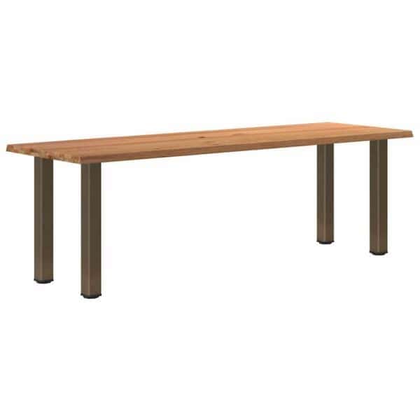 Eettafel Rechthoekig 220X80X74 Cm Massief Eikenhout Lichtbruin Natural Steel
