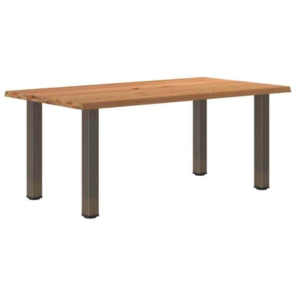 Eettafel Rechthoekig 220X80X74 Cm Massief Eikenhout Lichtbruin Natural Steel