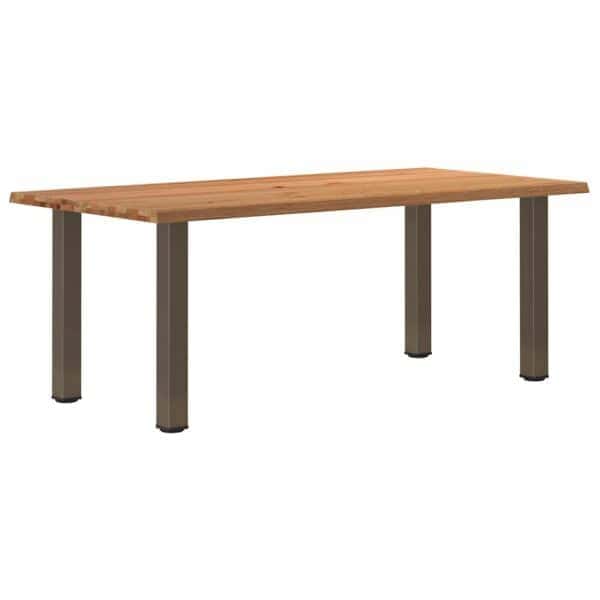 Eettafel Rechthoekig 220X80X74 Cm Massief Eikenhout Lichtbruin Natural Steel