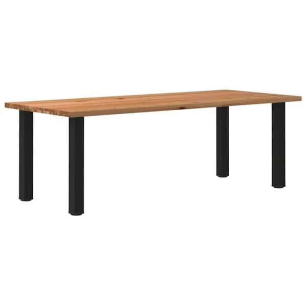 Eettafel Rechthoekig 220X120X74 Cm Massief Eikenhout Lichtbruin Zwart