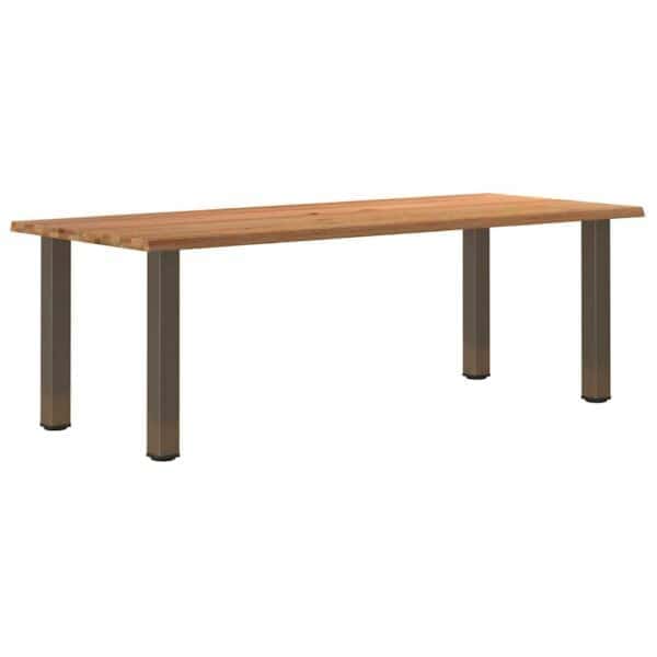 Eettafel Rechthoekig 220X80X74 Cm Massief Eikenhout Lichtbruin Natural Steel
