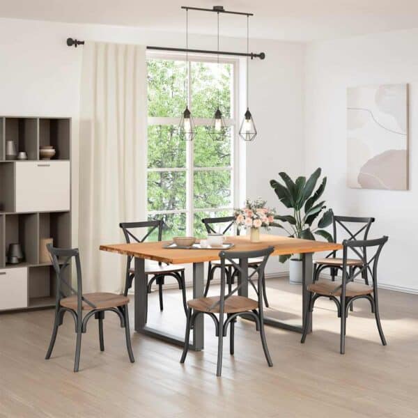 Eettafel Rechthoekig Massief Eikenhout Lichtbruin