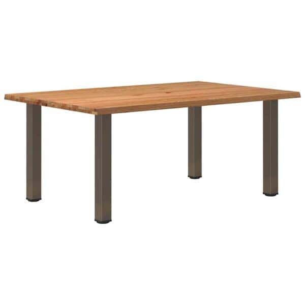 Eettafel Rechthoekig 220X80X74 Cm Massief Eikenhout Lichtbruin Natural Steel