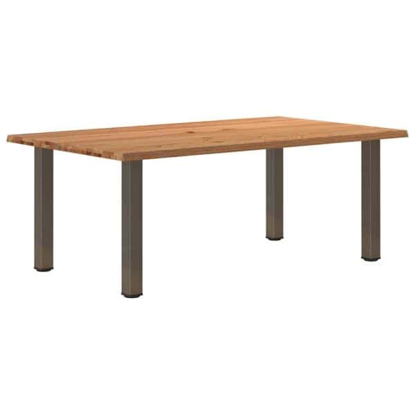 Eettafel Rechthoekig 220X80X74 Cm Massief Eikenhout Lichtbruin Natural Steel