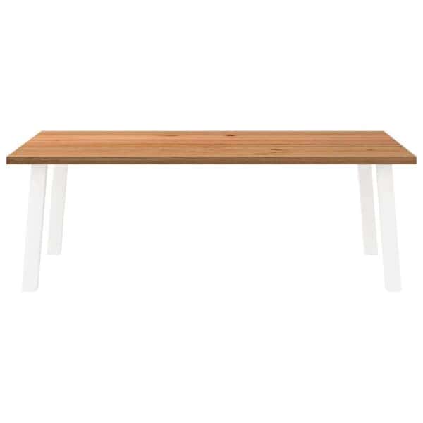 Eettafel Rechthoekig 220X120X74 Cm Massief Eikenhout Lichtbruin Wit