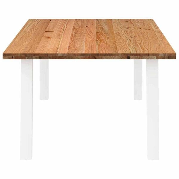 Eettafel Rechthoekig 220X120X74 Cm Massief Eikenhout Lichtbruin Wit