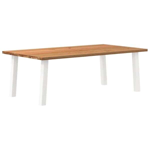 Eettafel Rechthoekig 220X120X74 Cm Massief Eikenhout Lichtbruin Wit