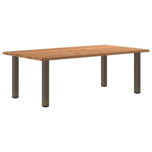 Eettafel Rechthoekig 220X80X74 Cm Massief Eikenhout Lichtbruin Natural Steel