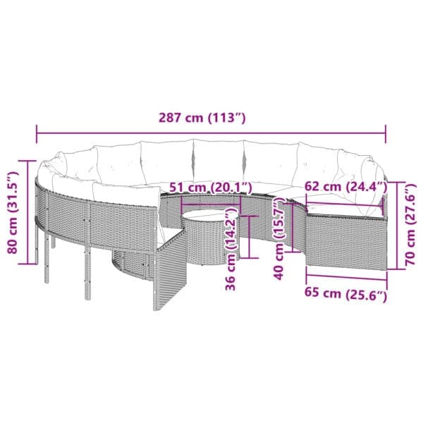 Tuinbank Met Tafel En Kussens Poly Rattan Zwart En Crèmewit