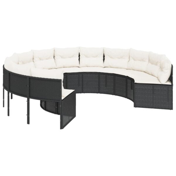 Tuinbank Met Tafel En Kussens Poly Rattan Zwart En Crèmewit