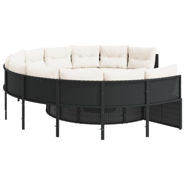 Tuinbank Met Tafel En Kussens Poly Rattan Zwart En Crèmewit