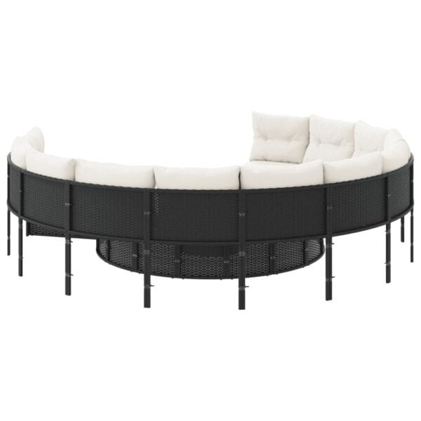 Tuinbank Met Tafel En Kussens Poly Rattan Zwart En Crèmewit
