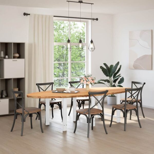 Eettafel Ovaal Massief Eikenhout Lichtbruin
