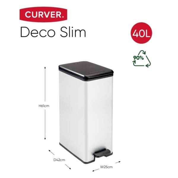 Curver Pedaalemmer Deco Smal Zilverkleurig