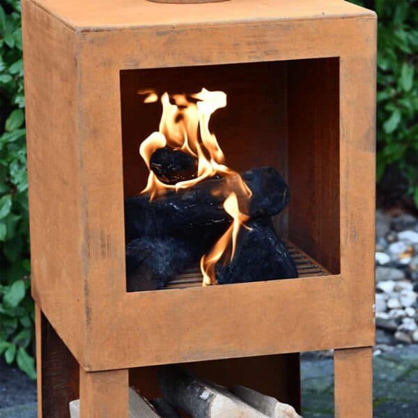Esschert Design Tuinhaard Met Houtopslag Roestkleurig Ff298