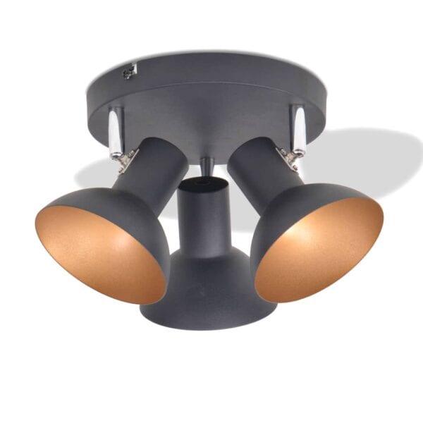 Plafondlamp Voor 3 Peertjes E27 Zwart En Goud