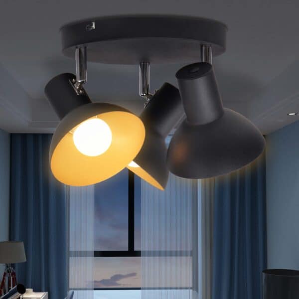 Plafondlamp Voor 3 Peertjes E27 Zwart En Goud