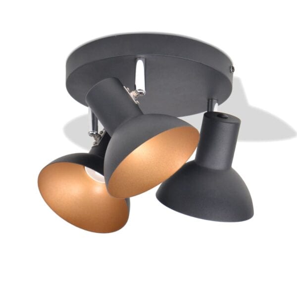 Plafondlamp Voor 3 Peertjes E27 Zwart En Goud