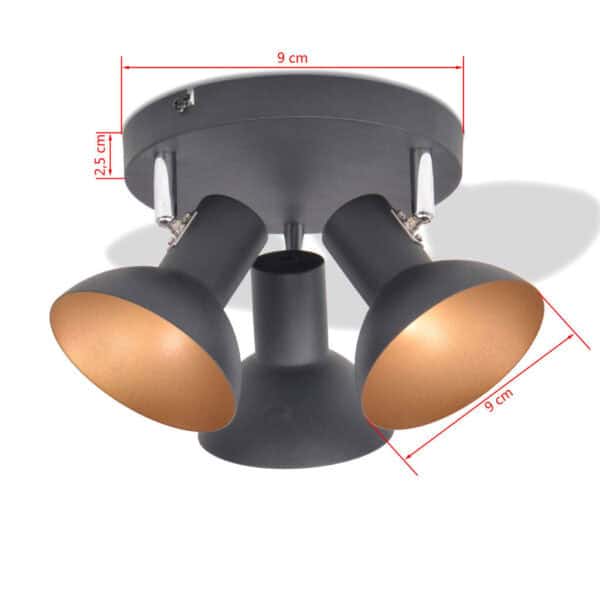 Plafondlamp Voor 3 Peertjes E27 Zwart En Goud