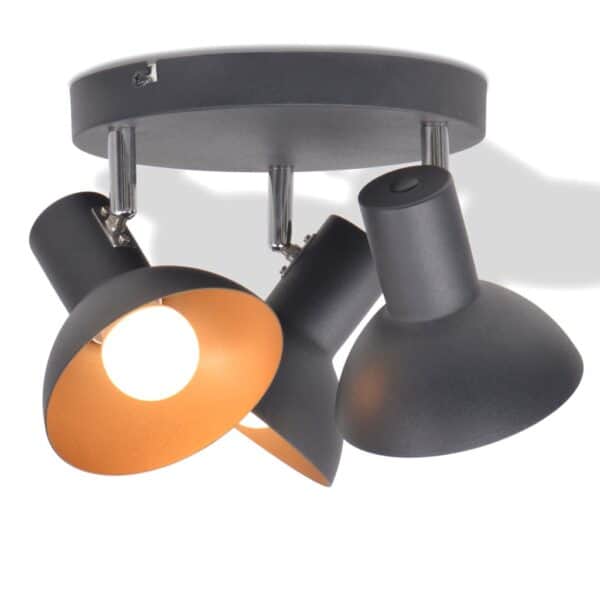 Plafondlamp Voor 3 Peertjes E27 Zwart En Goud