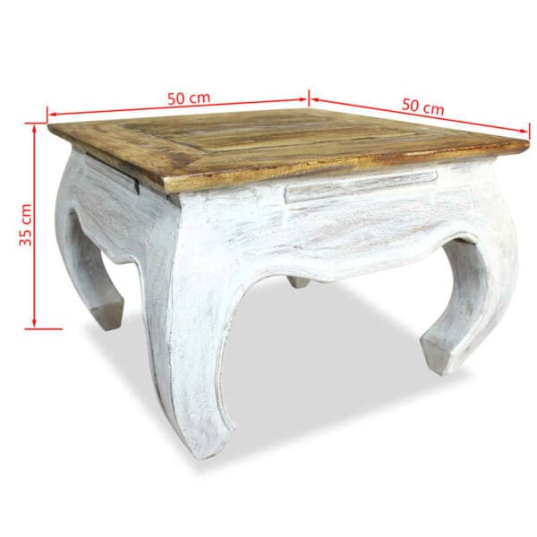 Bijzettafel 50X50X35 Cm Massief Mahoniehout Wit