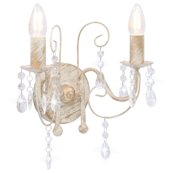 Wandlamp Met Kralen 2Xe14 Antiek